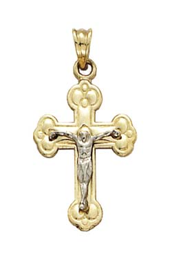 
14k Two-Tone Gold Small Crucifix Pendant
