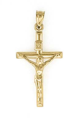 
14k Small Tube Style Crucifix Pendant
