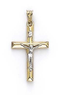 
14k Two-Tone Hollow Crucifix Pendant
