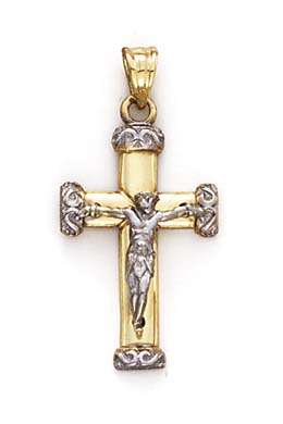 
14k Two-Tone Gold Small Crucifix Pendant
