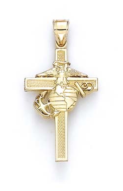 
14k Yellow Gold Large US Marine Corps Cross Pendant
