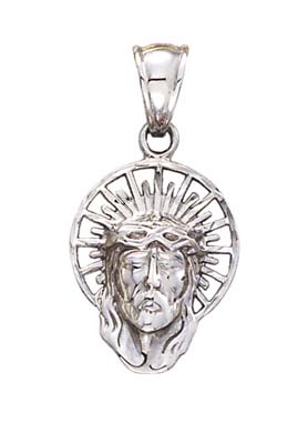 
14k White Christ Head Pendant
