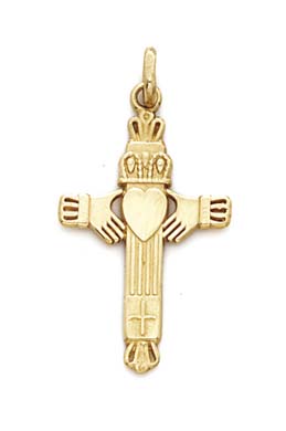 
14k Yellow Gold Claddagh Cross Pendant
