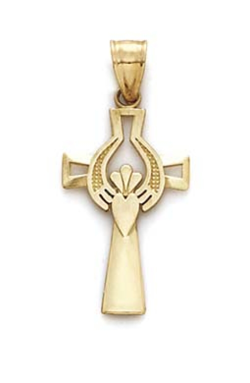 
14k Yellow Gold Claddagh Cross Pendant
