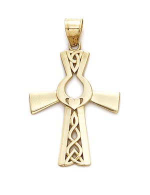 
14k Yellow Gold Claddagh Cross Pendant
