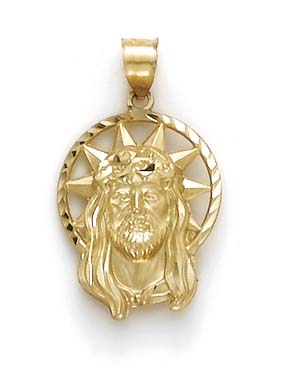 
14k Large Christ Head Halo Pendant
