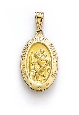 
14k Oval St Christopher Medallion Pendant
