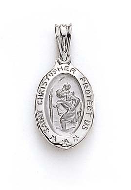 
14k White St Christopher Medallion Pendant
