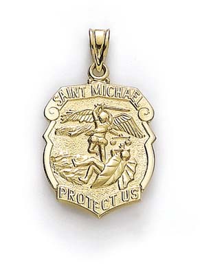 
14k Yellow Gold Large St Michael Medallion Pendant
