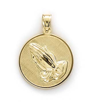 
14k Yellow Gold Ovl Praying Hand Medallion Pendant
