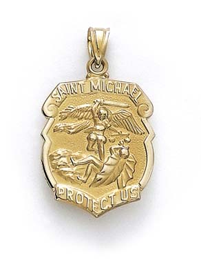 
14k Yellow Gold Large Hollow St Michael Medallion Pendant
