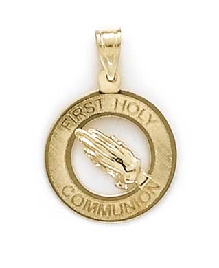 
14k Yellow Gold Ovl 1st Communion Hands Pendant
