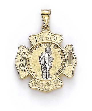 
14k Two-Tone Large St Florian Medallion Pendant
