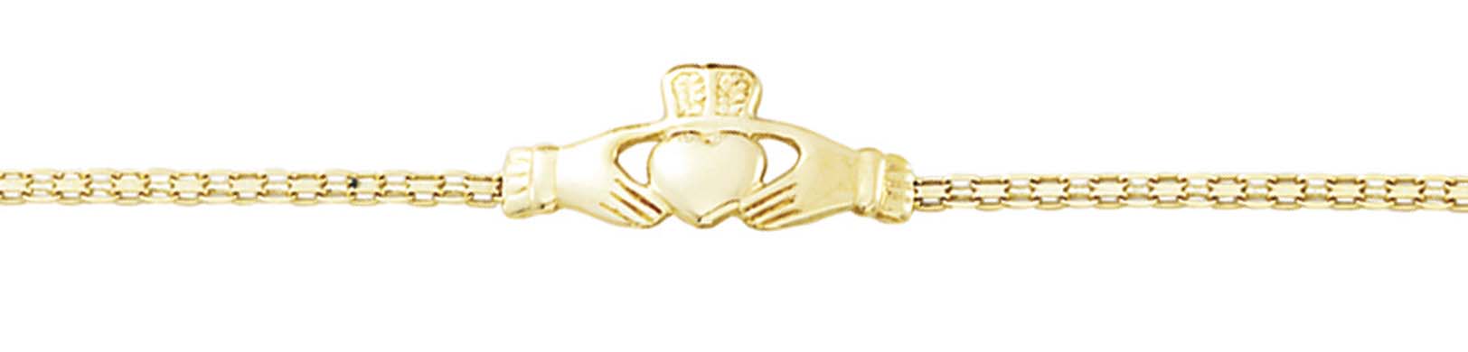 
14k Yellow Gold Claddagh Bracelet - 7.25 Inch
