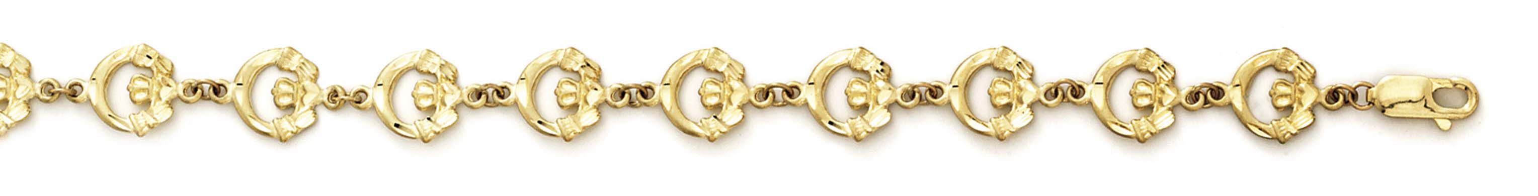 
14k Yellow Gold Claddagh Bracelet - 7.25 Inch
