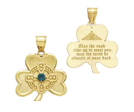 
14k Yellow Gold Shamrock Poem Pendant
