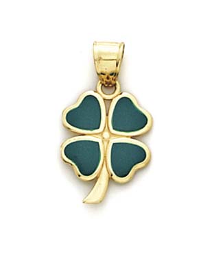 
14k Yellow Gold Enamel 4-Leaf Clover Pendant
