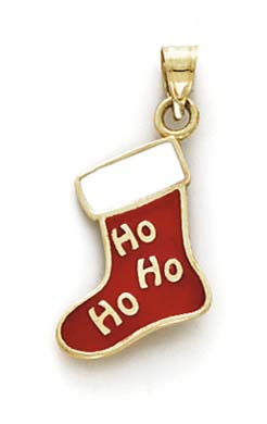 
14k Yellow Gold Enamel Stocking Pendant
