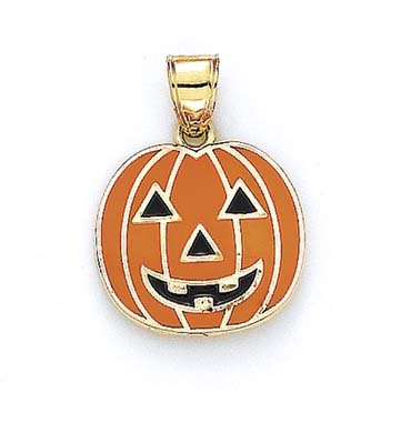 
14k Yellow Gold Enamel Jack-O-Lantern Pendant
