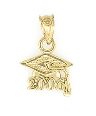 
14k Yellow Gold Small 2006 Grad Cap Pendant
