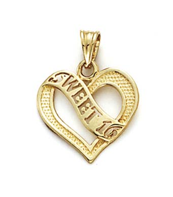 
14k Yellow Gold Sweet 16 Heart Pendant
