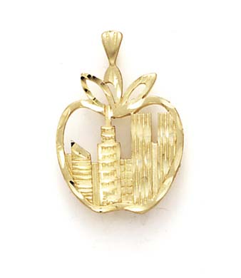 
14k Yellow Gold NY In Apple Skyline Pendant
