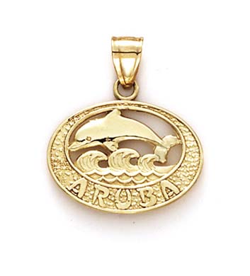 
14k Yellow Gold Aruba Dolphin Charm Pendant
