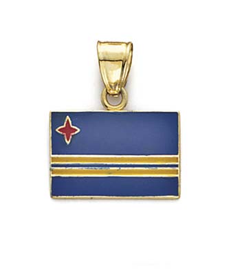 
14k Yellow Gold Enamel Aruba Flag Pendant
