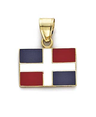 
14k Yellow Gold Enamel Flag Dominican Republic Pendant
