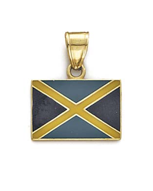 
14k Yellow Gold Enamel Jamaica Flag Pendant
