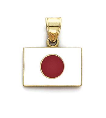 
14k Yellow Gold Enamel Japan Flag Pendant
