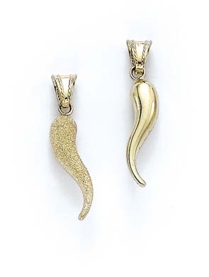 
14k Yellow Gold Medium Reversible Italian Horn Pendant
