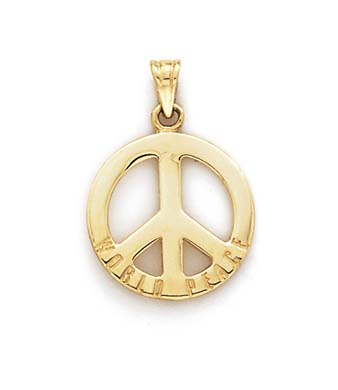 
14k Yellow Gold World Peace Peace Sign Pendant
