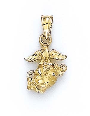 
14k Yellow Gold Small Sparkle-Cut Marine Corps Pendant
