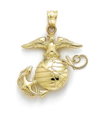 
14k Yellow Gold Medium Polished Marine Corps Emblem Pendant
