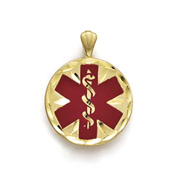 
14k Yellow Gold Enamel Medical Alert Pendant
