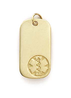 
14k Yellow Gold Medical Alert Dog Tag Pendant
