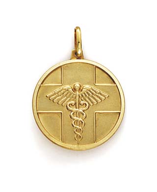 
14k Large Caduceus Symbol Pendant
