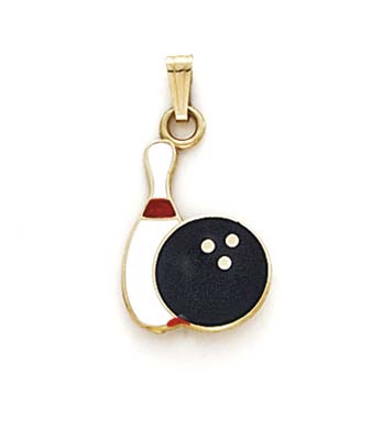 
14k Yellow Gold Enamel Bowling Pendant
