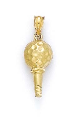 
14k Yellow Gold Golf Tee Ball Pendant
