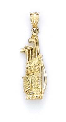 
14k Yellow Gold Golf Bag Clubs Pendant
