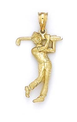 
14k Yellow Gold Male Golf Player Pendant
