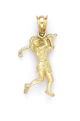 
14k Yellow Gold Female Golf Player Pendant
