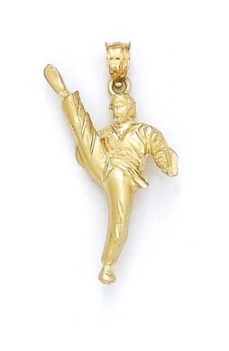 
14k Yellow Gold Large High Kick Karate Pendant
