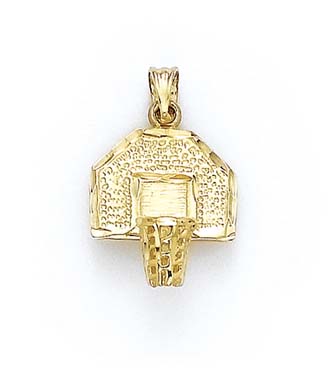 
14k Yellow Gold Basketball Hoop Pendant
