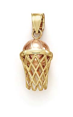 
14k Two-Tone Gold Basketball Hoop Pendant
