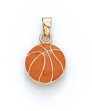 
14k Yellow Gold Enamel Basketball Pendant
