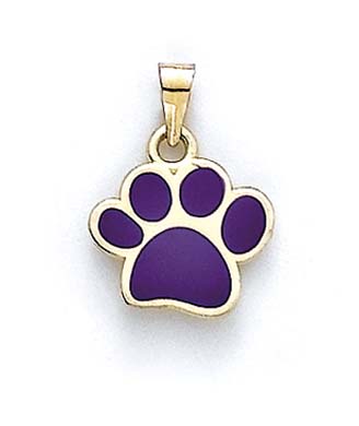 
14k Yellow Gold Purple Enamel Paw Print Pendant
