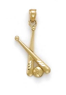 
14k Yellow Gold Bats and Ball Pendant
