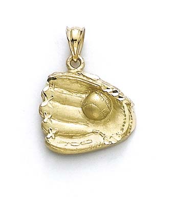 
14k Yellow Gold Baseball Mitt Pendant
